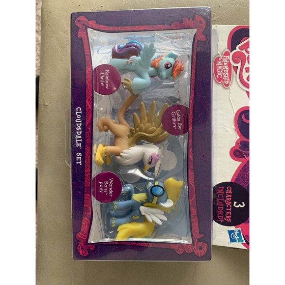 My Little Pony Friendship Magic Cloudsdale 3 Pony Set W/ Rainbow Dash NEW Sealed - Picture 3 of 10
